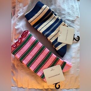 Anthropologie Pink and Navy Striped Socks Set